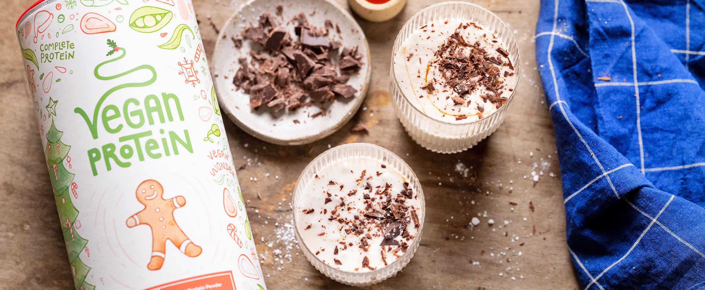 Samtig-cremiger veganer Vanille Kipferl Proteinshake