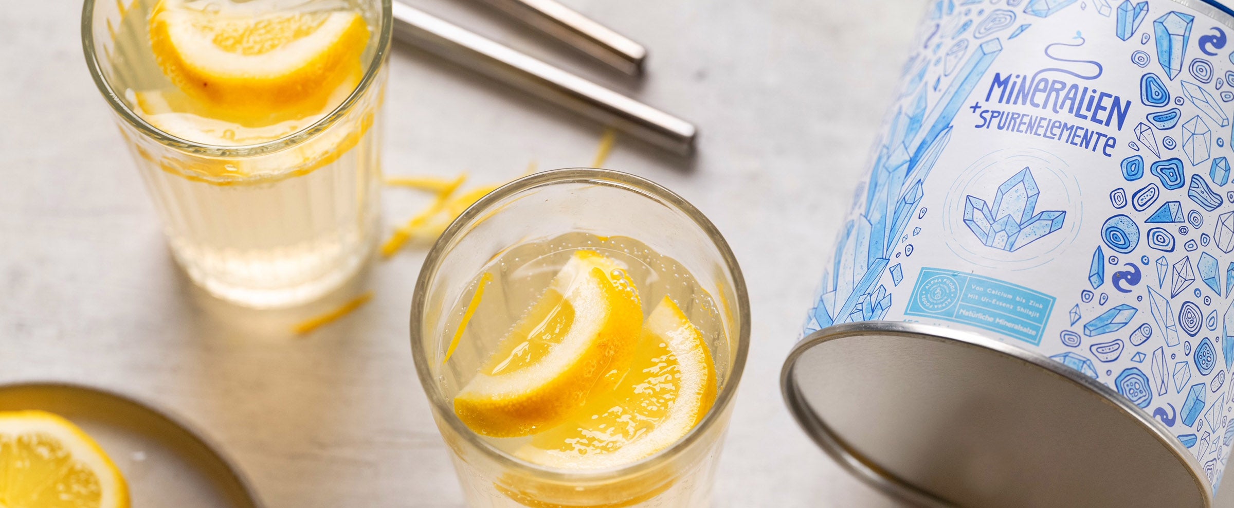 Basisch mineralisierte Zitronenlimonade