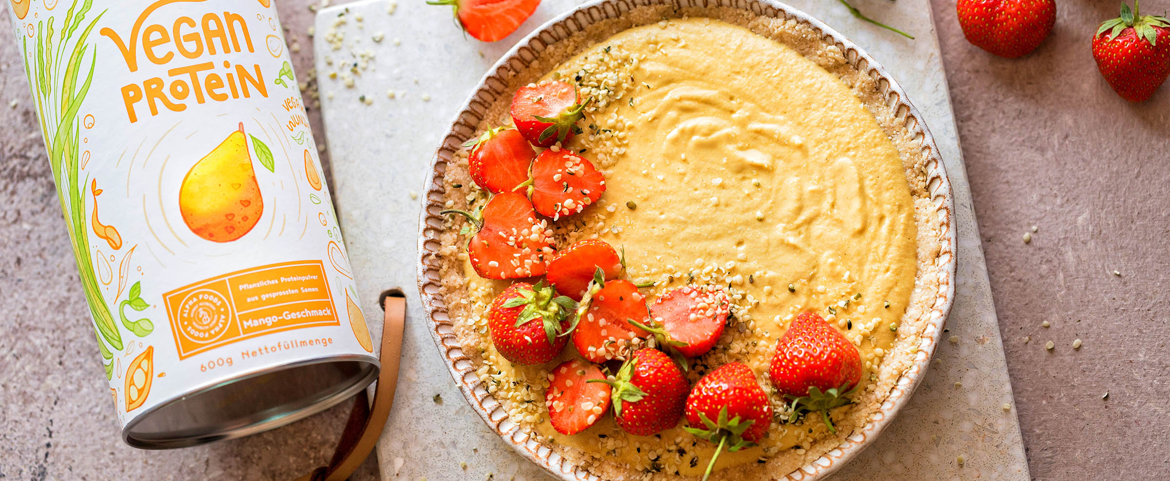 Fruchtige vegane Protein Mango Tarte