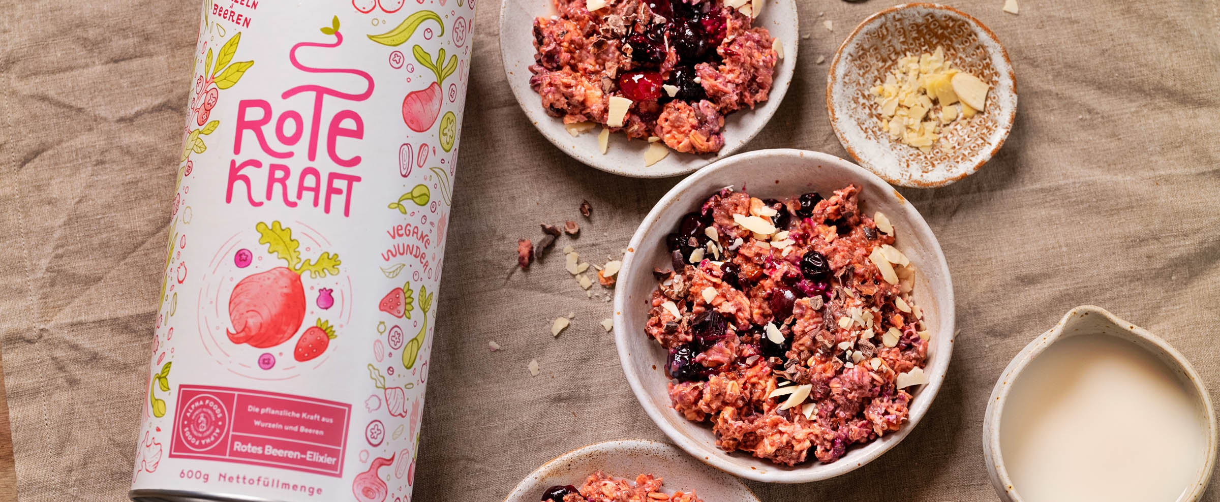Kraft, Energie & Antrieb mit roten Overnight Oats