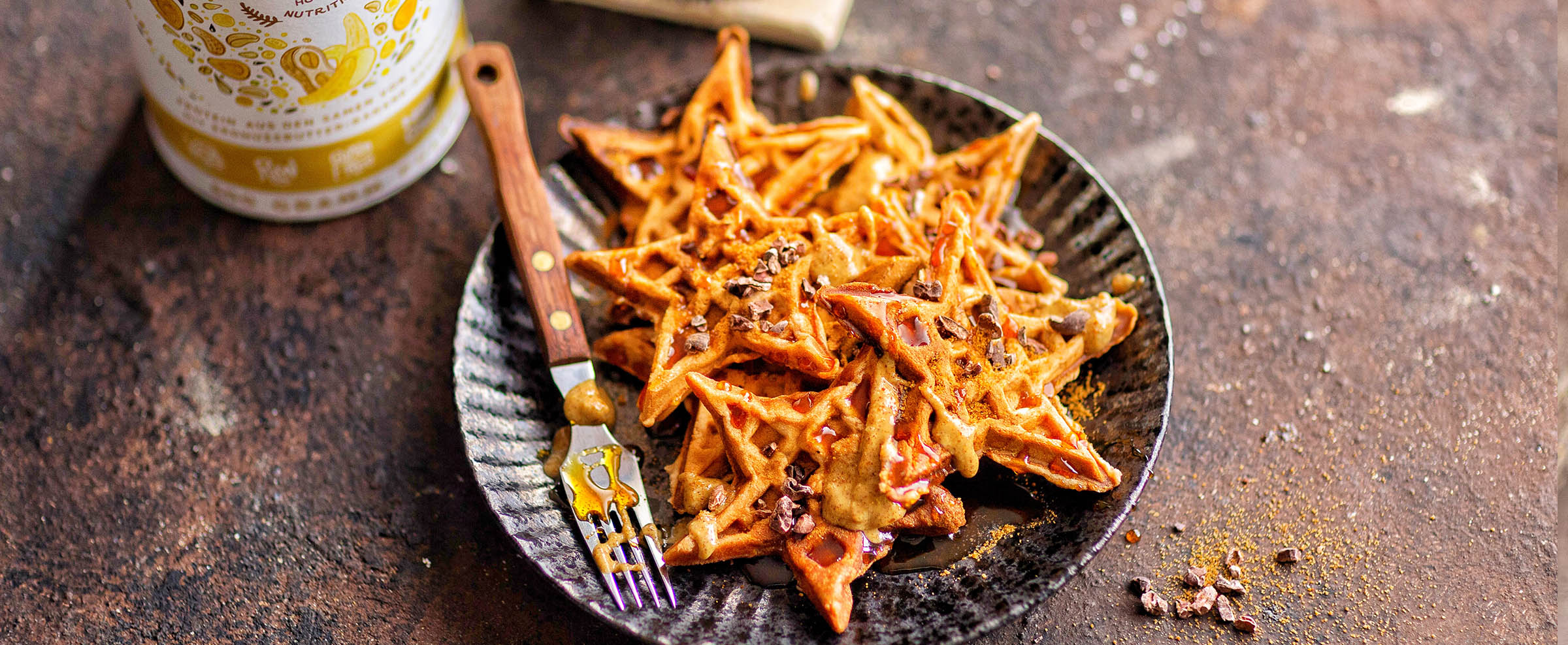 Vegane Erdnussbutter-Banane Protein-Waffeln