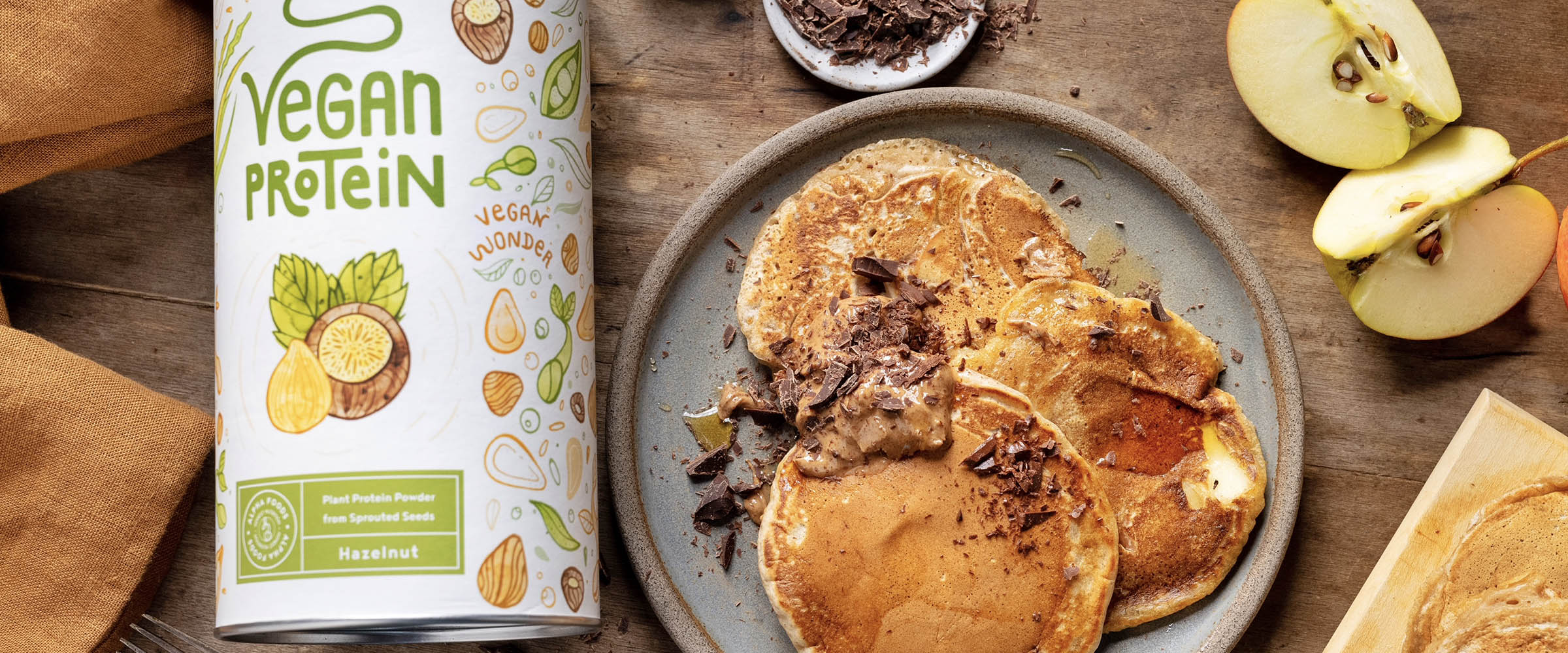 Haselnuss-Apfel Protein Pancakes für den Winter | Alpha Foods Haselnuss-Apfel Protein Pancakes für den Winter | Alpha Foods