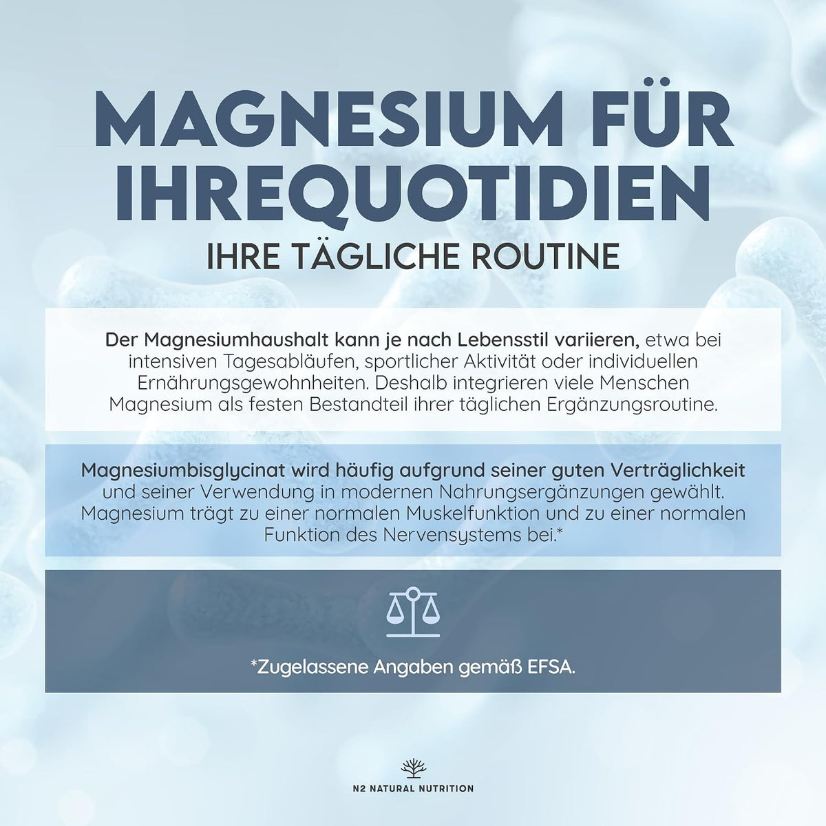 Magnesium Bisglycinat 2250mg + B6 & D3. 150 Tabletten