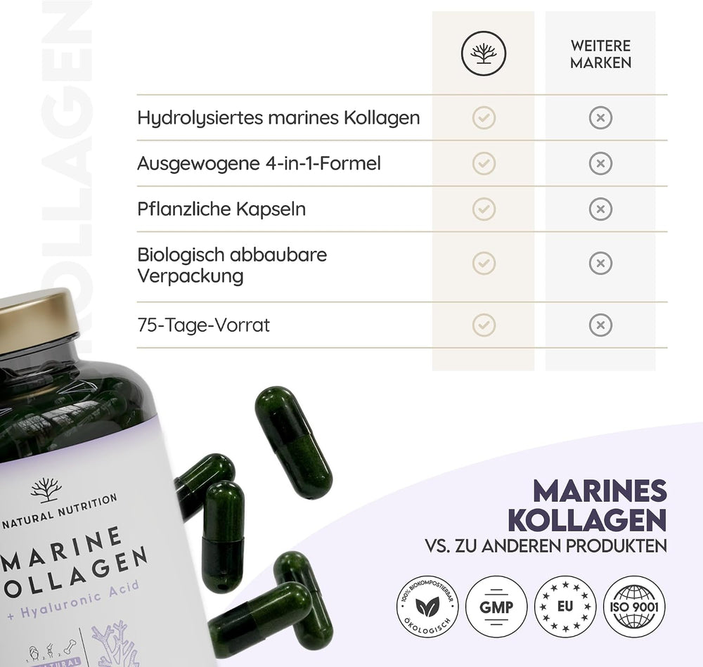 Marine Collagen mit Hyaluron und Magnesium 150 Kapseln