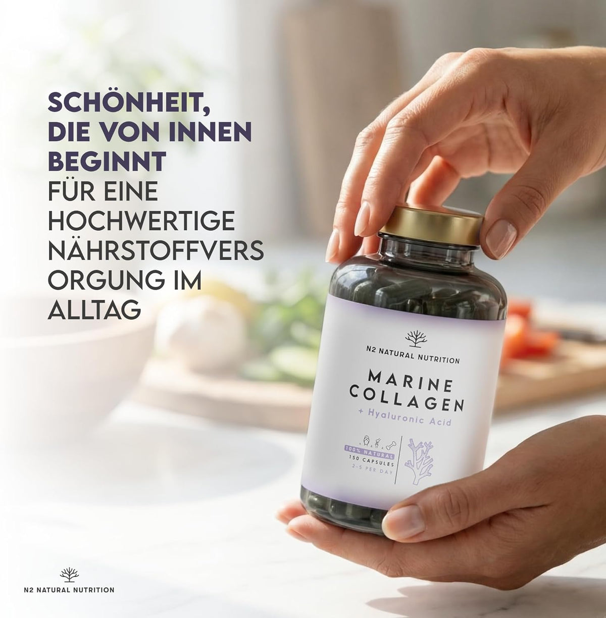 Marine Collagen mit Hyaluron und Magnesium 150 Kapseln