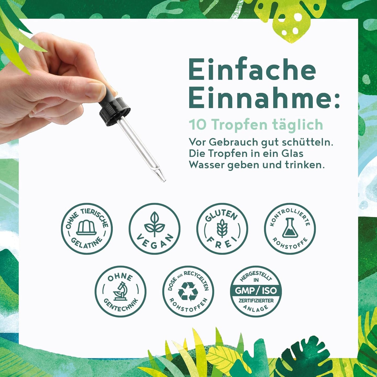 Chlorophyll Tropfen Flüssiges Chlorophyll aus Weizengras, Alfalfa und Chlorella
