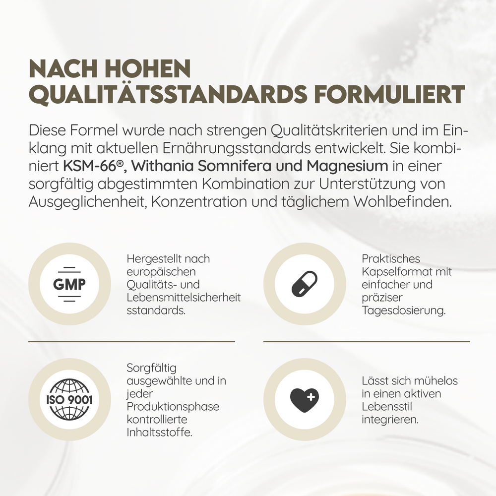 Ashwagandha KSM-66 + Magnesium. 7500 mg Extrakt. 180 Kapseln