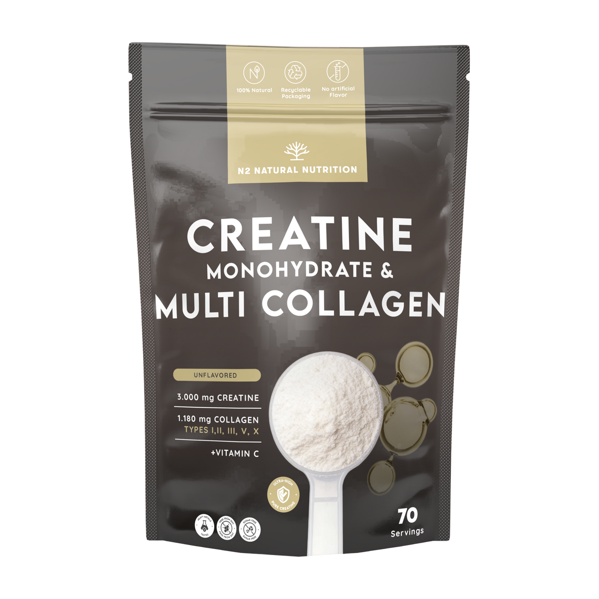 Creatin Monohydrat + Multi Collagen. 300 Gr
