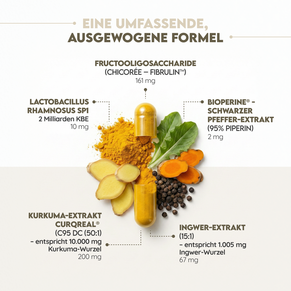 Kurkuma 95% mit Kulturen Komplex und Bioperine. 130 Kapseln