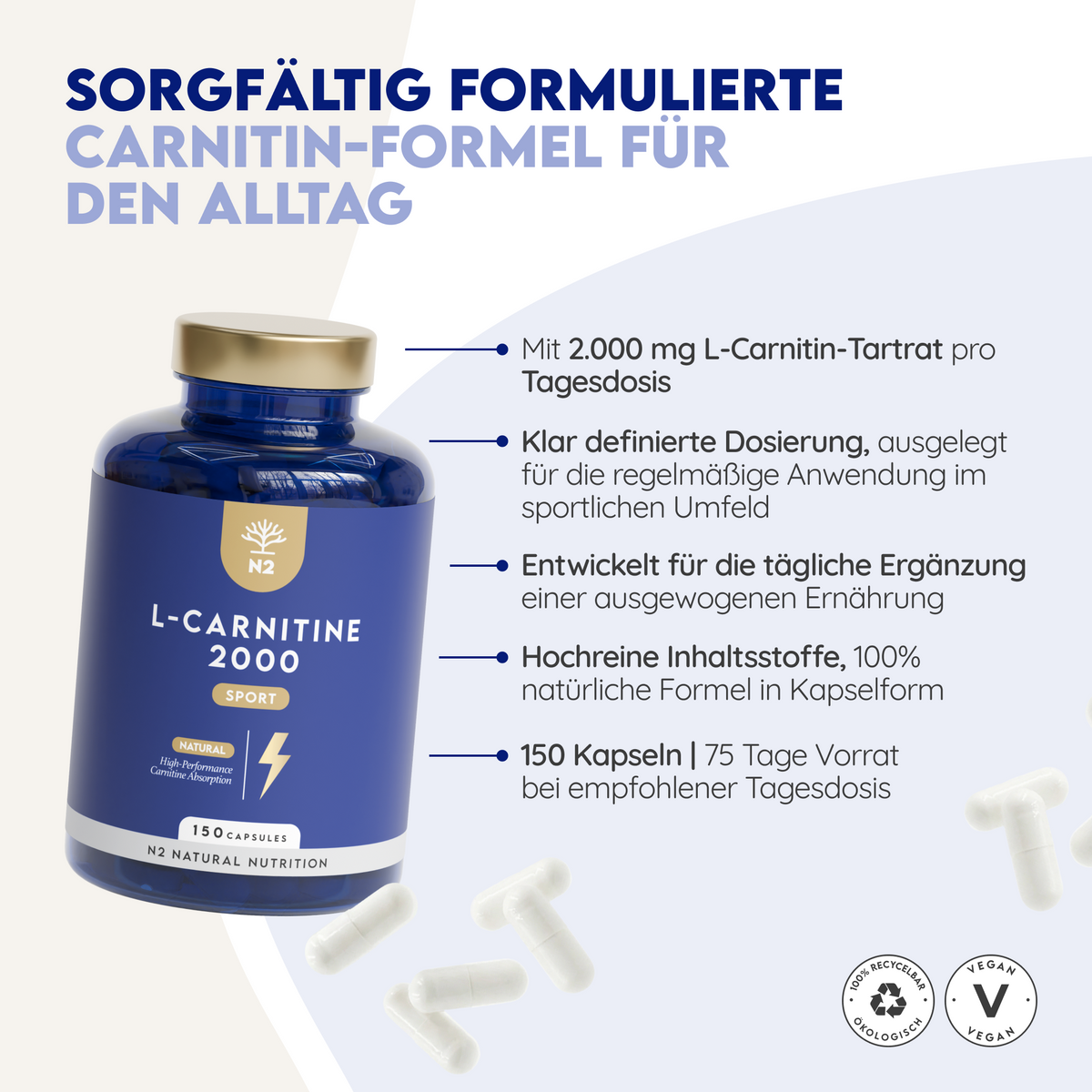 L Carnitin 2000 mg. 150 Kapseln