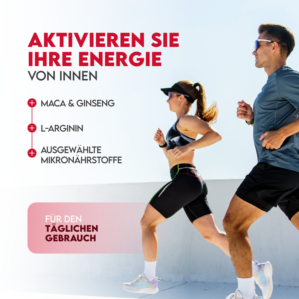 Maca 1500mg mit L-Arginin, Vitamin C, Ginseng - 120 Kapseln