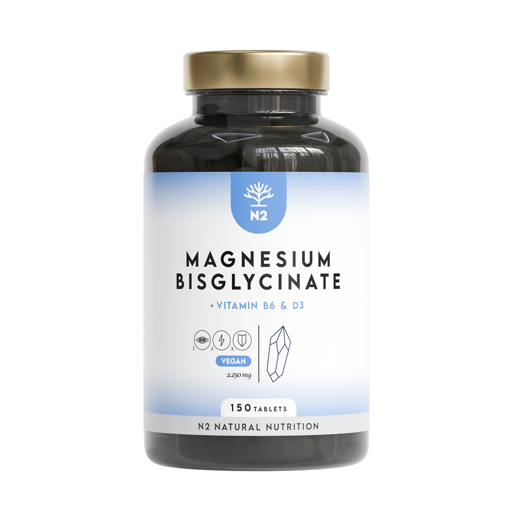 Magnesium Bisglycinat 2250mg + B6 & D3. 150 Tabletten