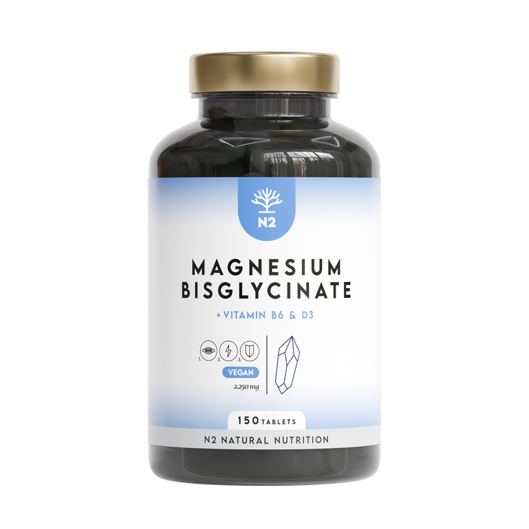Magnesium Bisglycinat 2250mg + B6 & D3. 150 Tabletten