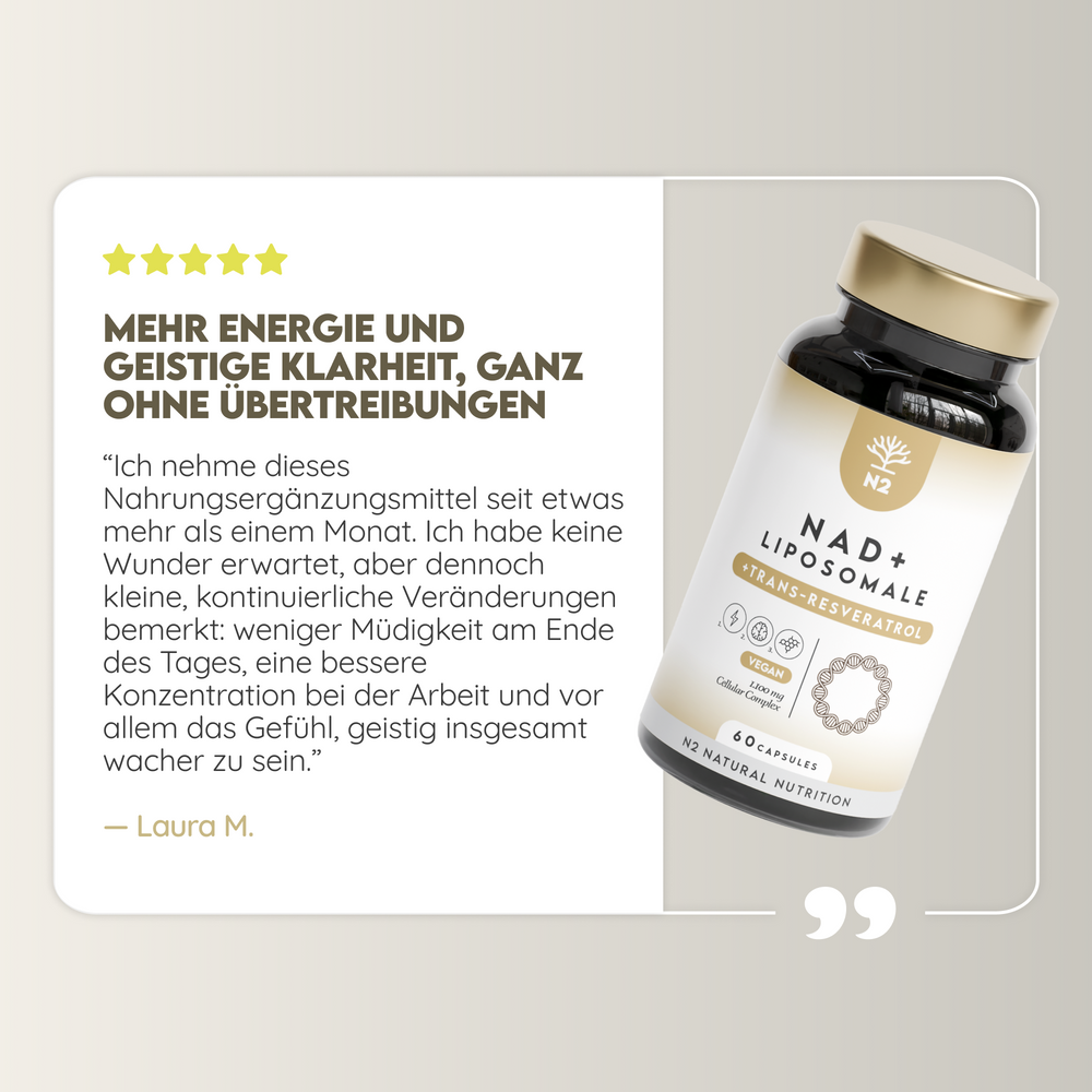 NAD Plus Resveratrol 1100mg. Liposomal formel. 60 Kapseln