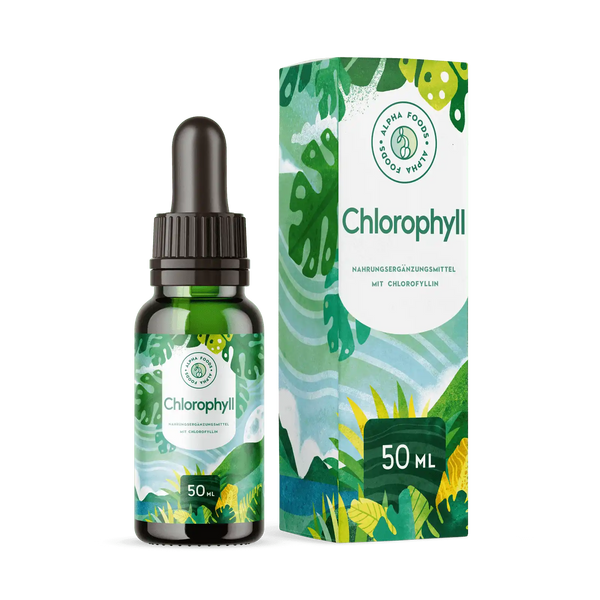 Chlorophyll Tropfen Flüssiges Chlorophyll aus Weizengras, Alfalfa und