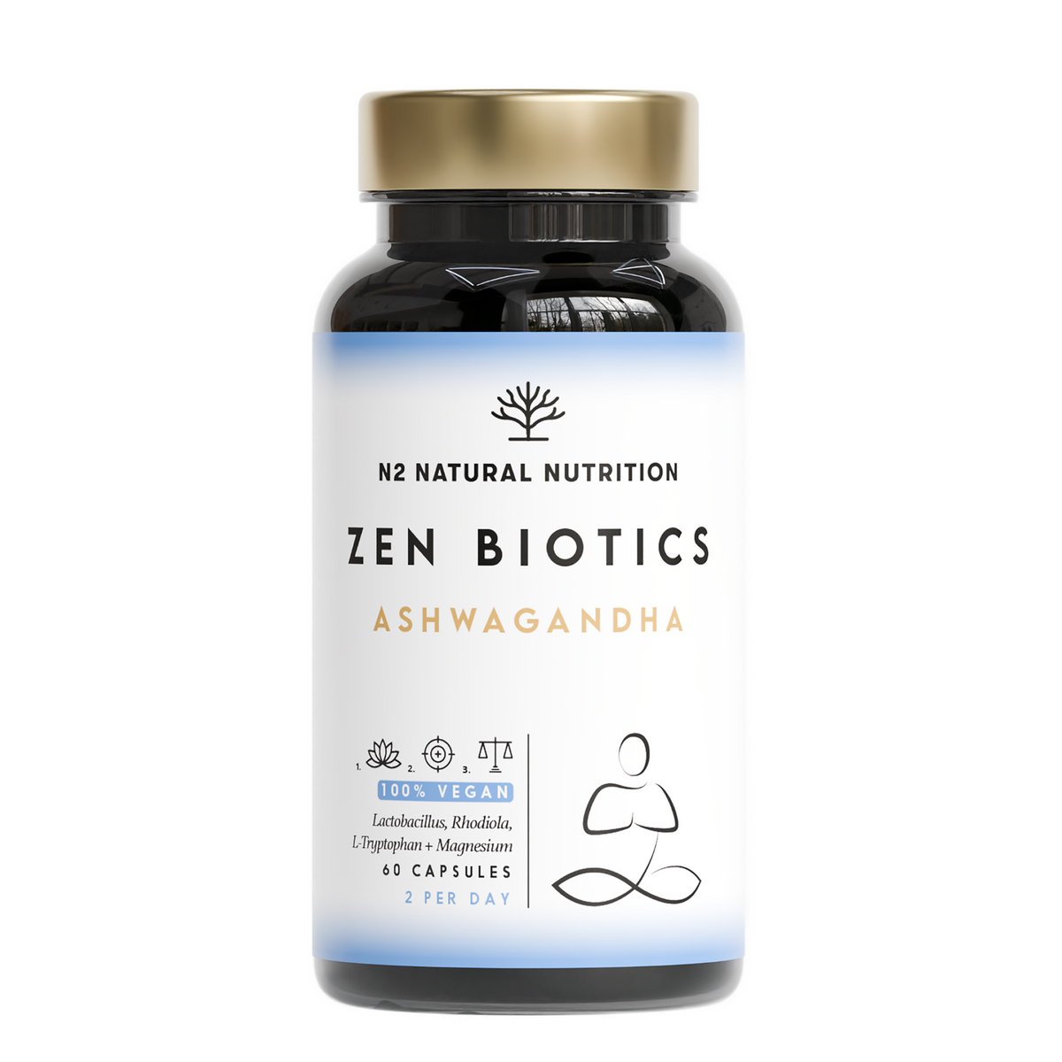 Zen Biotics - Ashwagandha mit Tryptophan un Magnesium. 60 Kapseln