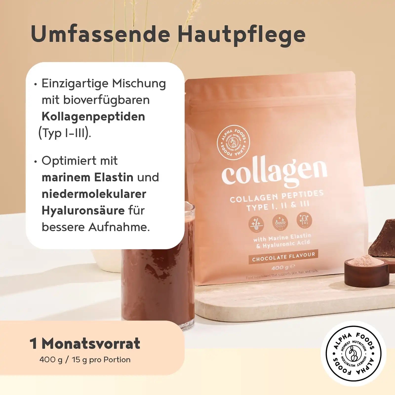A+ One - Collagen mit Elastin & Hyaluronsäure - Schokolade